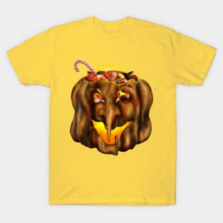 Witch face pumpkin with candies night light T-Shirt